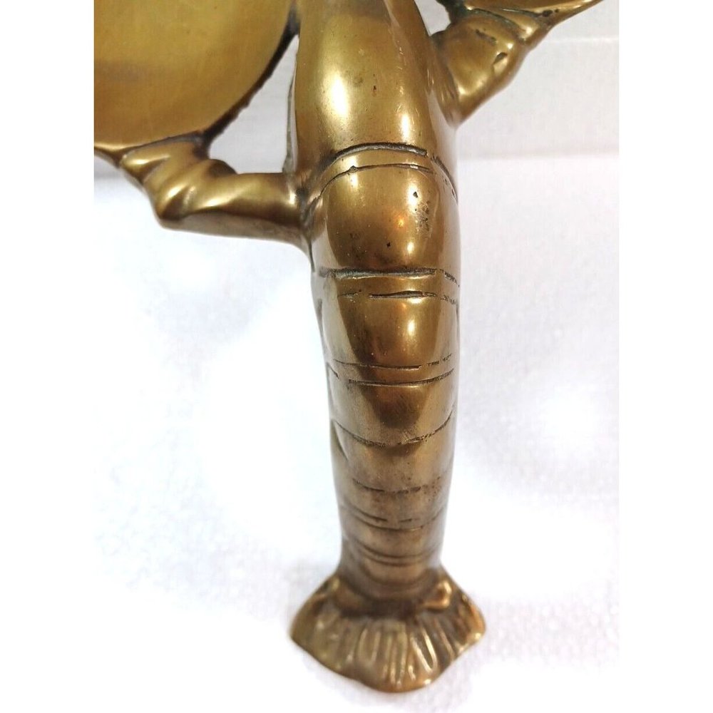 13" Lobster Brass Trinket Candy Dish Ashtray Spoon Rest Nautical Ocean Beach Vtg - Picture 13 of 13